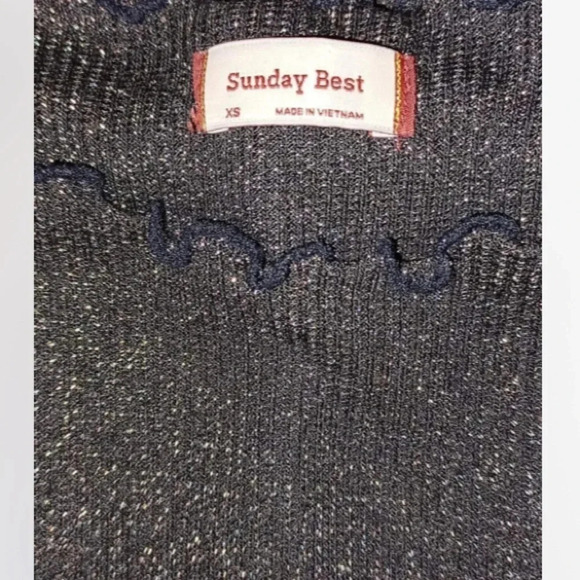 Sunday Best Black & Metallic Long Sleeve Crop Top  Size XS - Picture 5 of 5